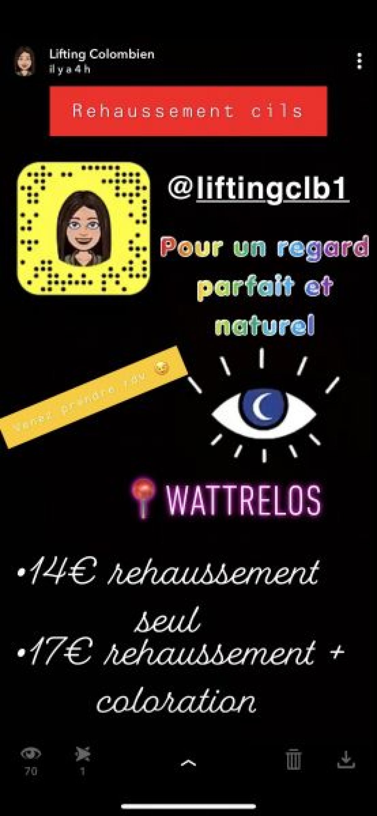 Rehaussement cils à Wattrelos (59) Par Timëa - Estheca
